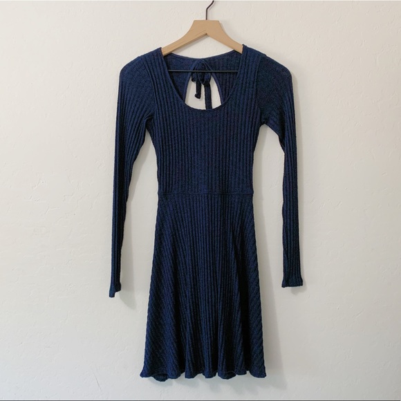 Cozy Hollister Navy Ribbed Sweater Dress - Picture 1 of 5